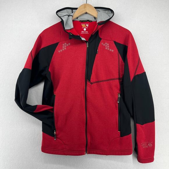 MOUNTAIN HARDWEAR Jacket Mens M Fleece Full Zip Hoodie Thumbholes Red - Picture 1 of 15